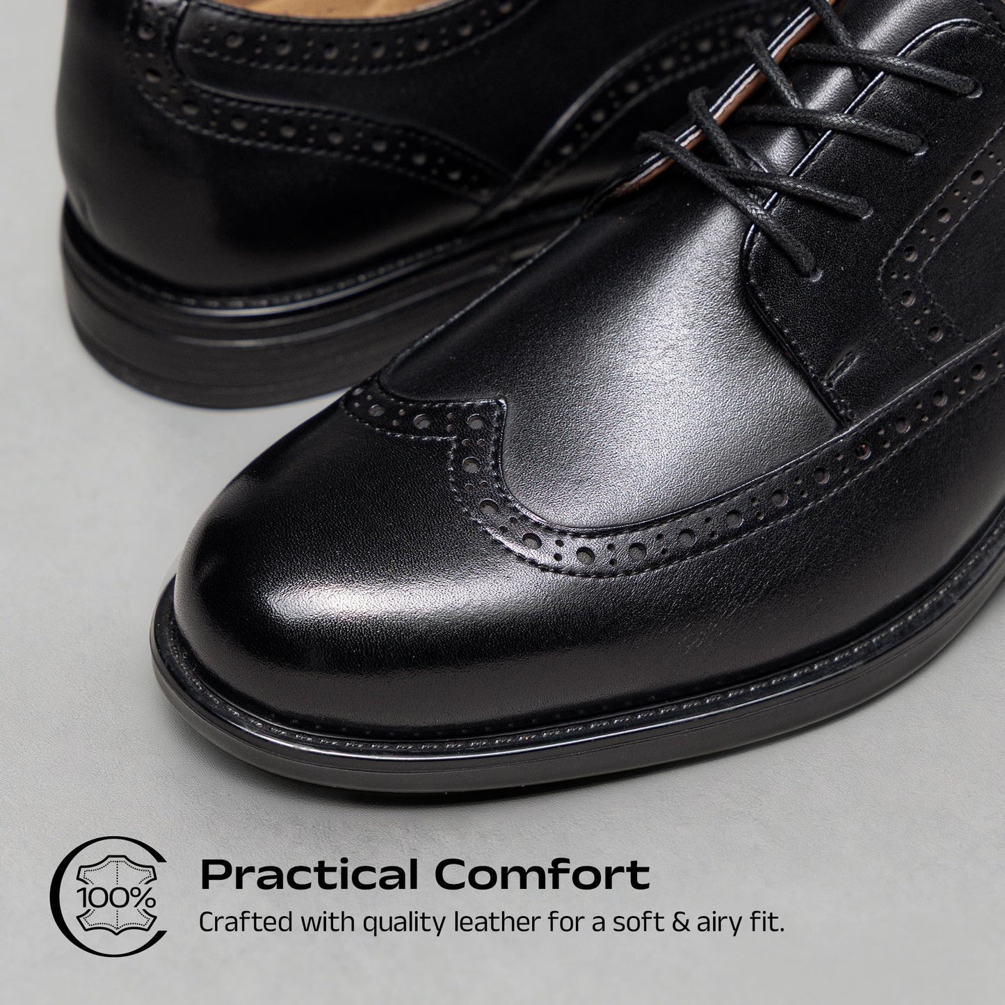 Leather Wingtip Brogue Oxford Dress Shoes Lace Up Classic