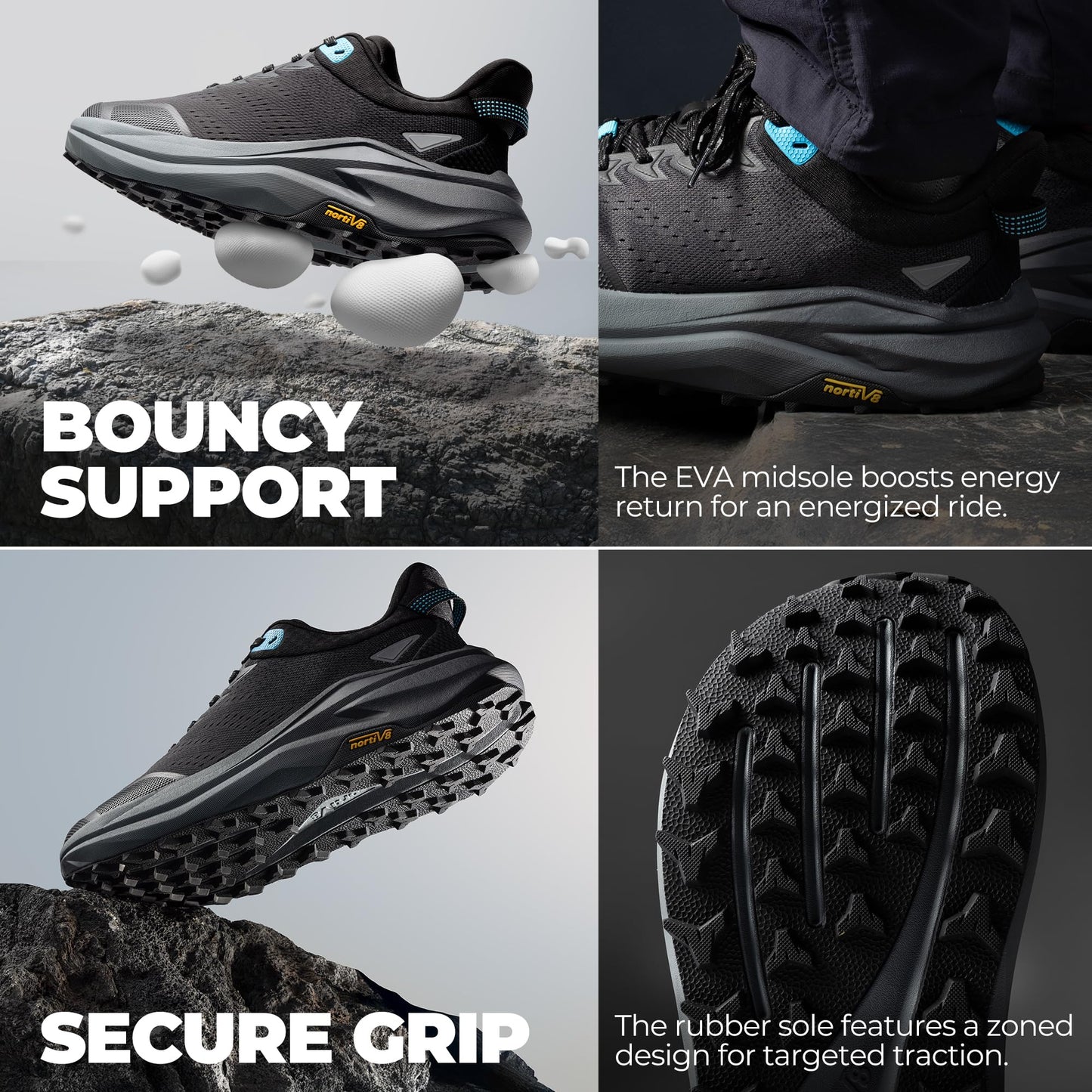 Men’s Trail Running Shoes Wide Toe Box Cushioned Training